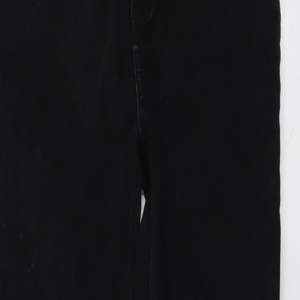 Marks and Spencer Womens Black Cotton Straight Jeans Size 14 L31 in Regular Button