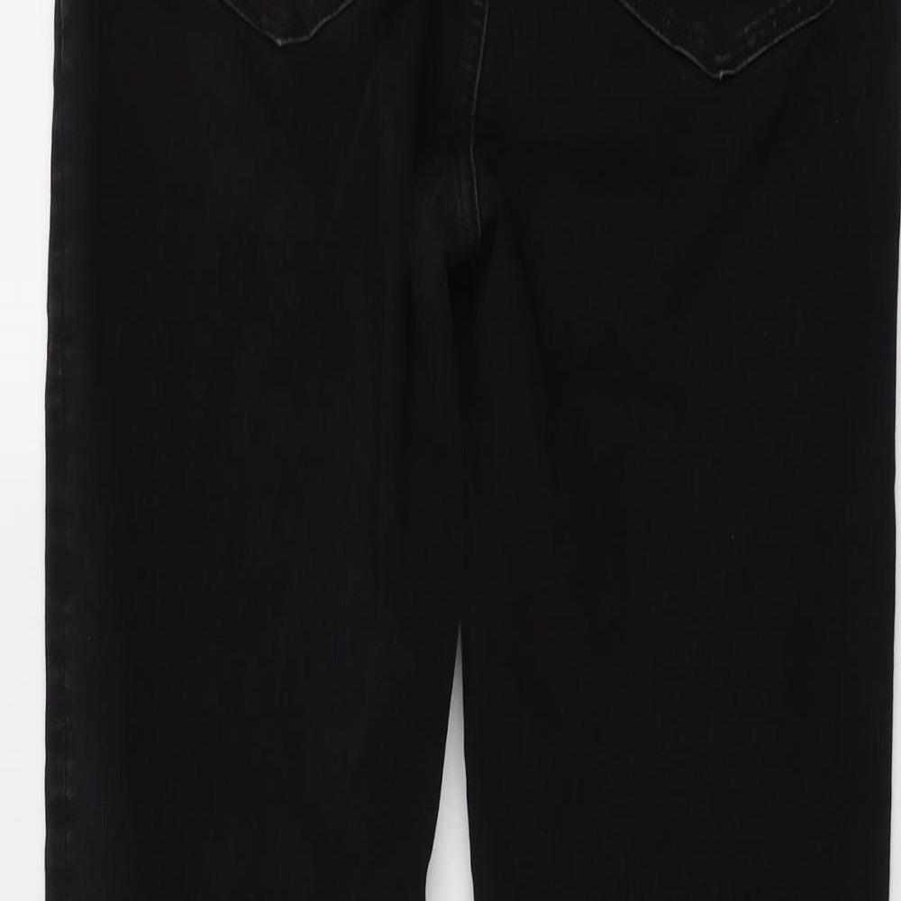Marks and Spencer Womens Black Cotton Straight Jeans Size 14 L31 in Regular Button