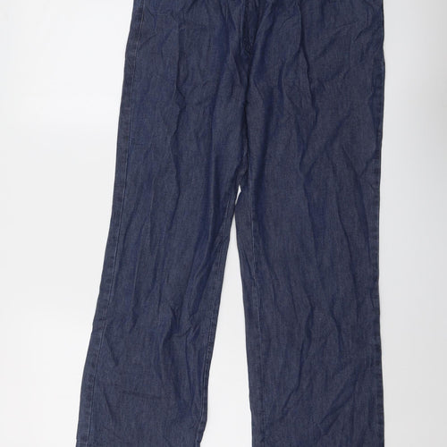 Damart Womens Blue Cotton Trousers Size 12 L27 in Regular