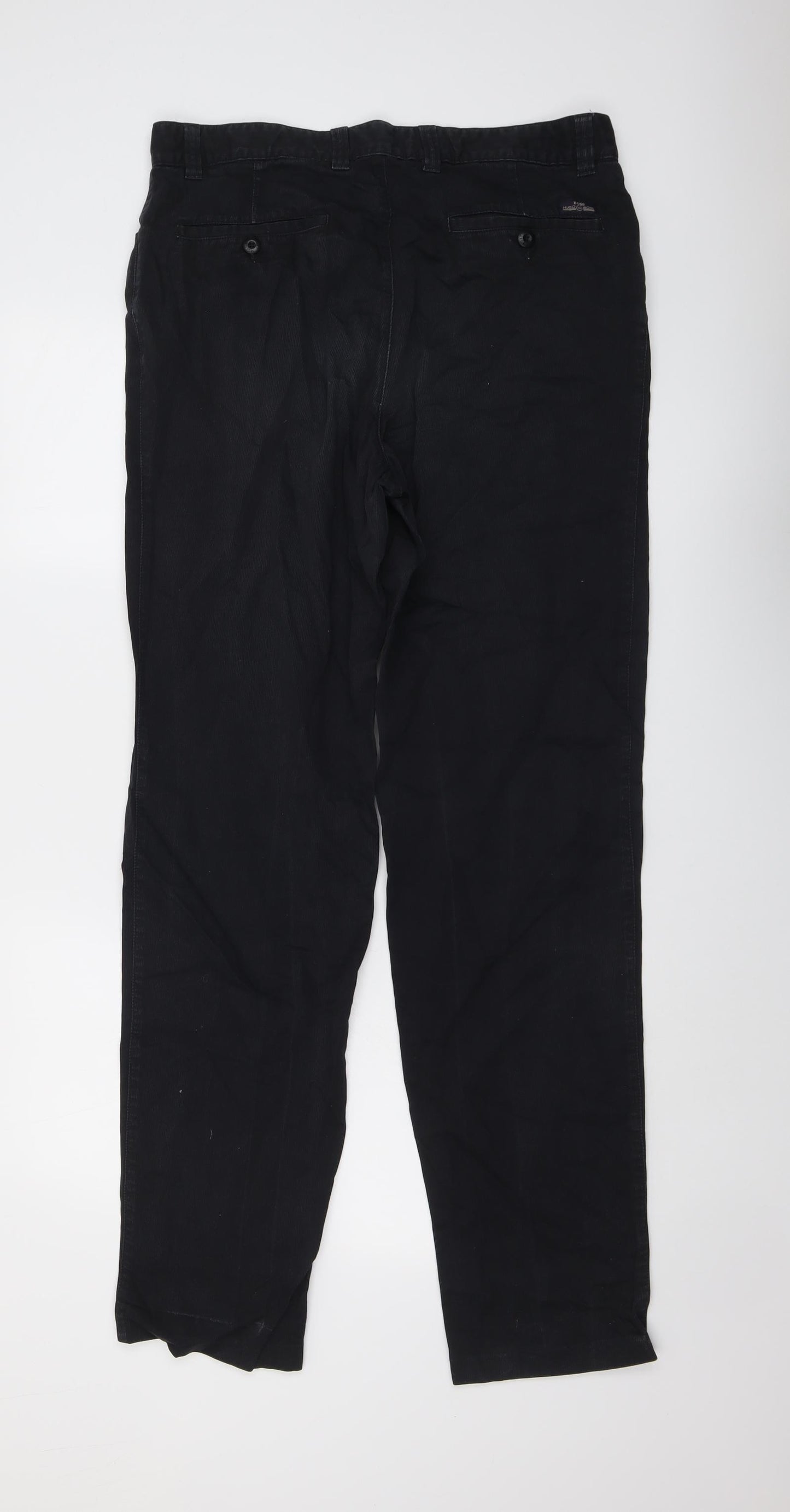 Boss Mens Blue Cotton Trousers Size 32 in L34 in Regular Button