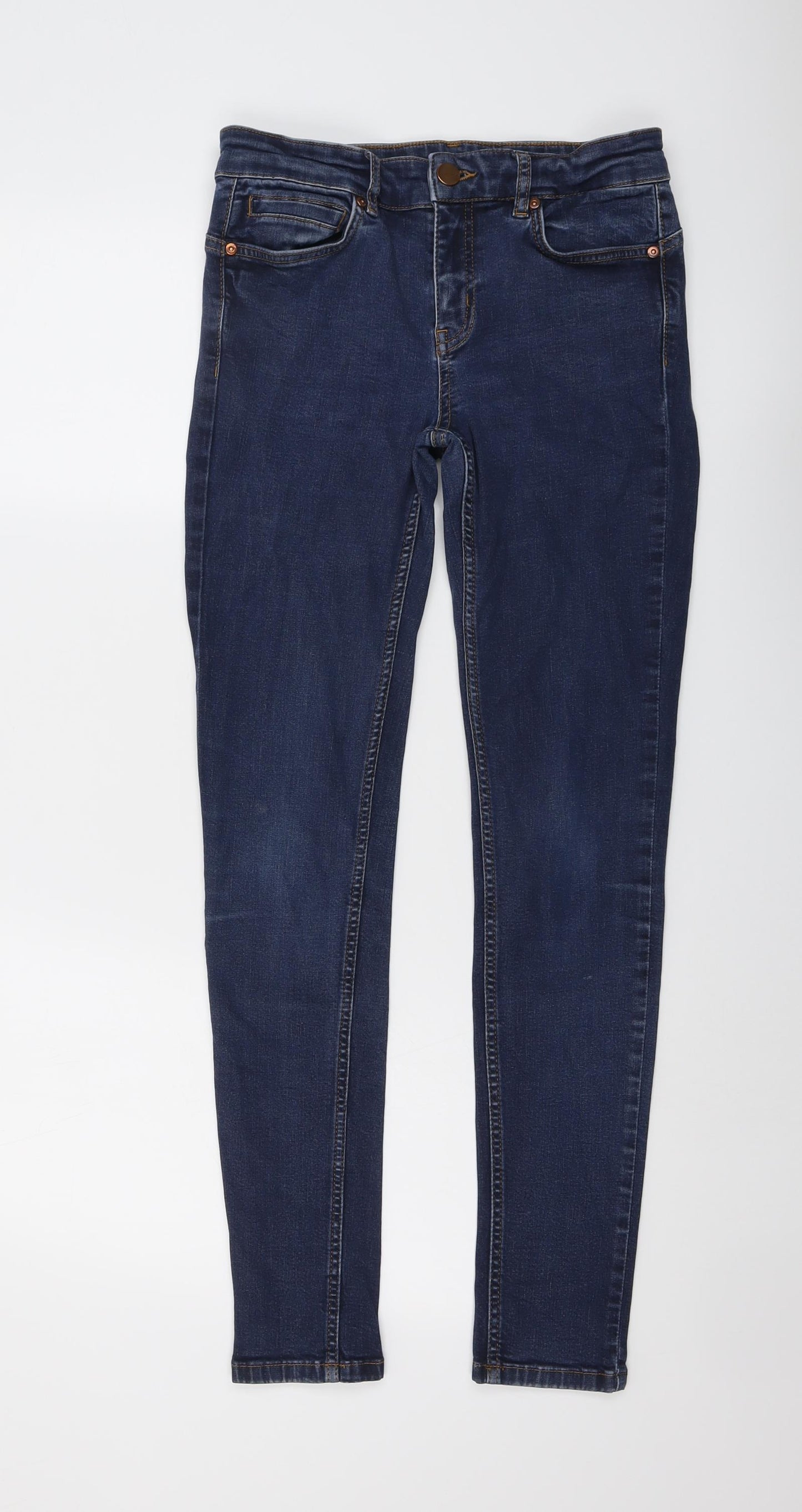 Oasis Womens Blue Cotton Skinny Jeans Size 10 L29 in Regular Button
