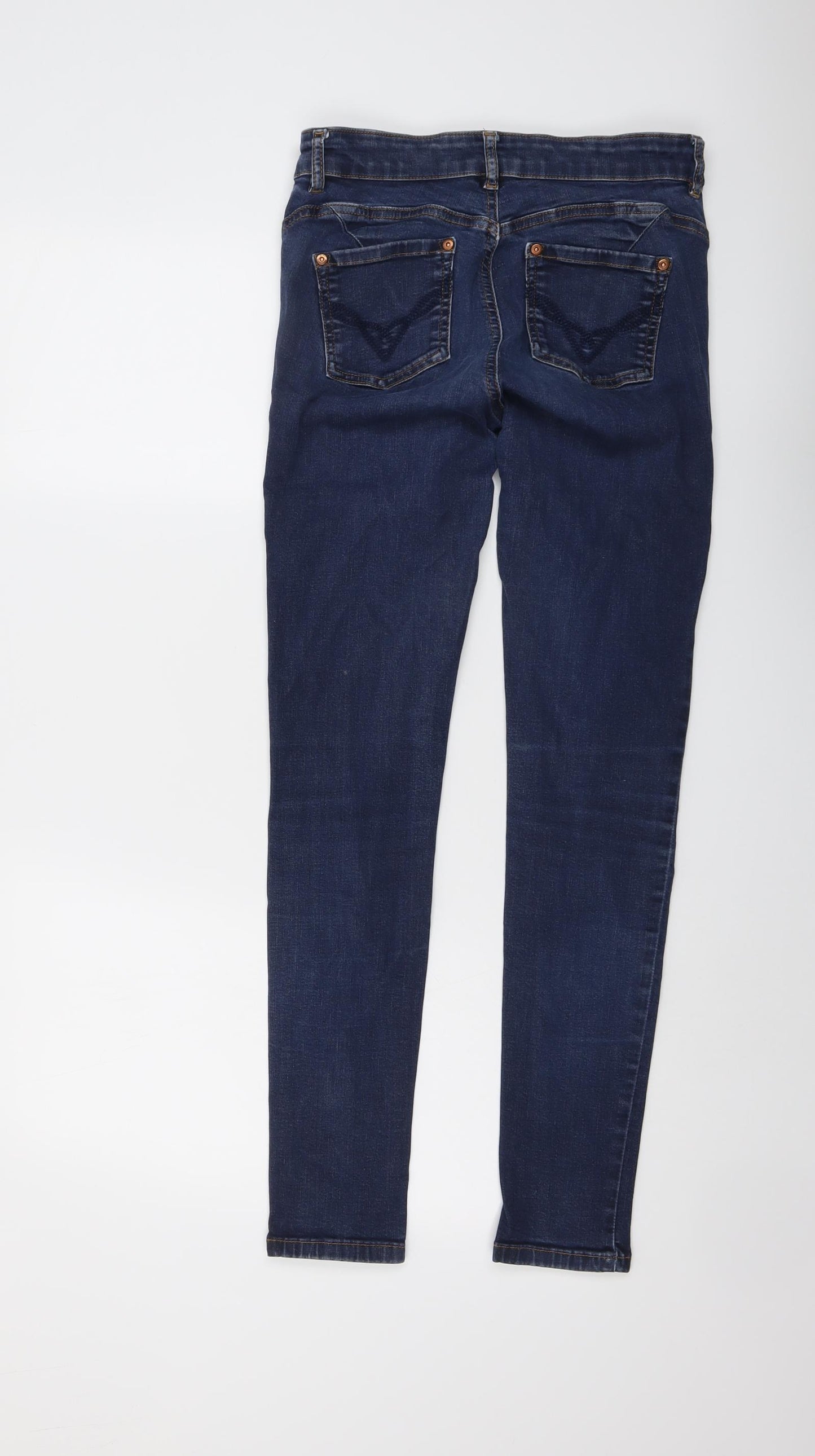 Oasis Womens Blue Cotton Skinny Jeans Size 10 L29 in Regular Button