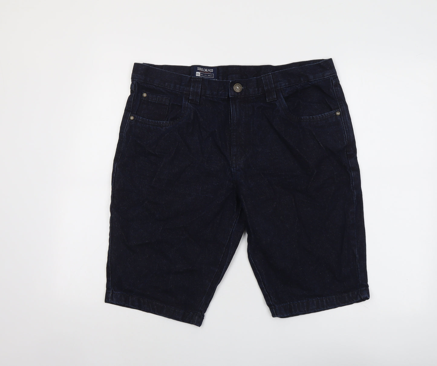 SoulCal&Co Mens Blue Cotton Chino Shorts Size L L11 in Regular Button