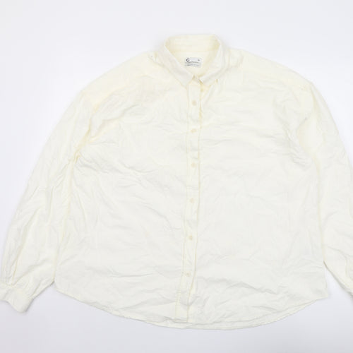 Cubus Womens Ivory Cotton Basic Button-Up Size 16 Collared