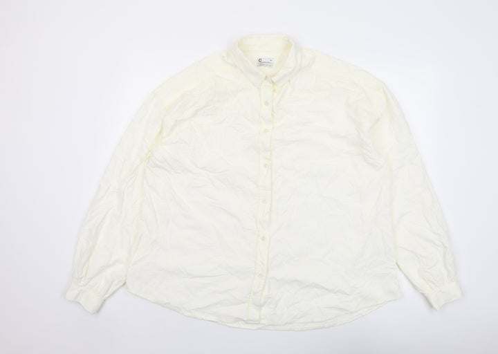 Cubus Womens Ivory Cotton Basic Button-Up Size 16 Collared