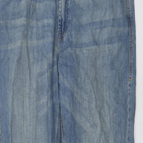 Marks and Spencer Womens Blue Cotton Boyfriend Jeans Size 10 L29 in Regular Button
