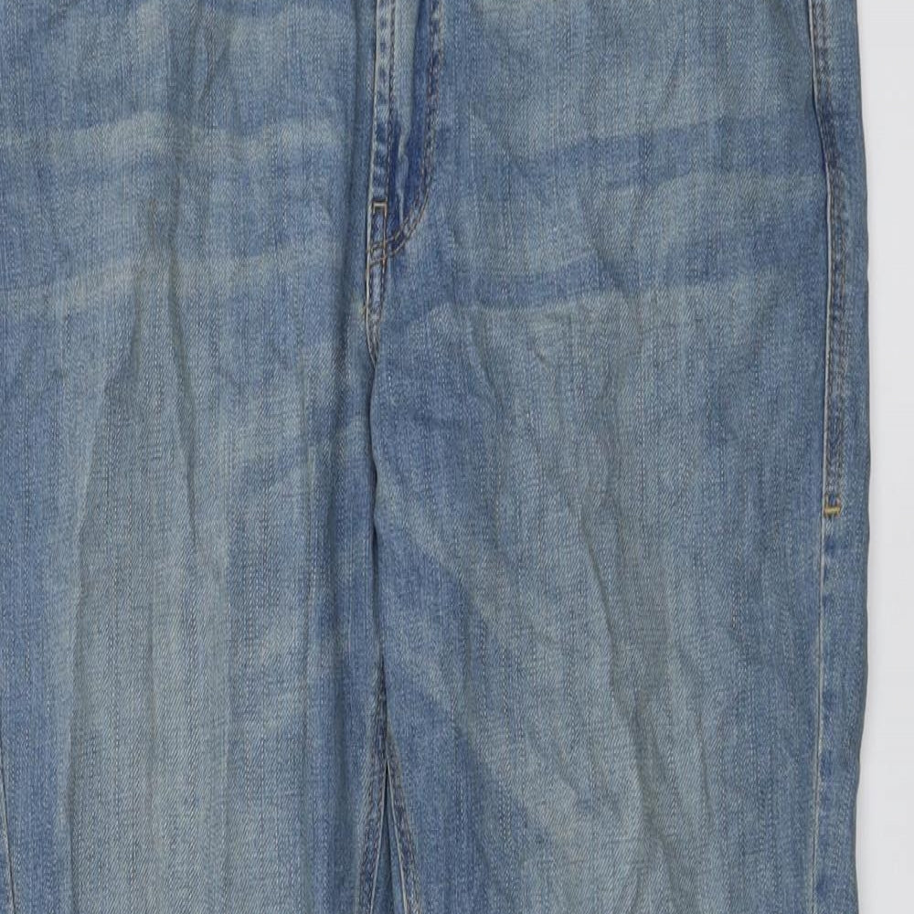 Marks and Spencer Womens Blue Cotton Boyfriend Jeans Size 10 L29 in Regular Button