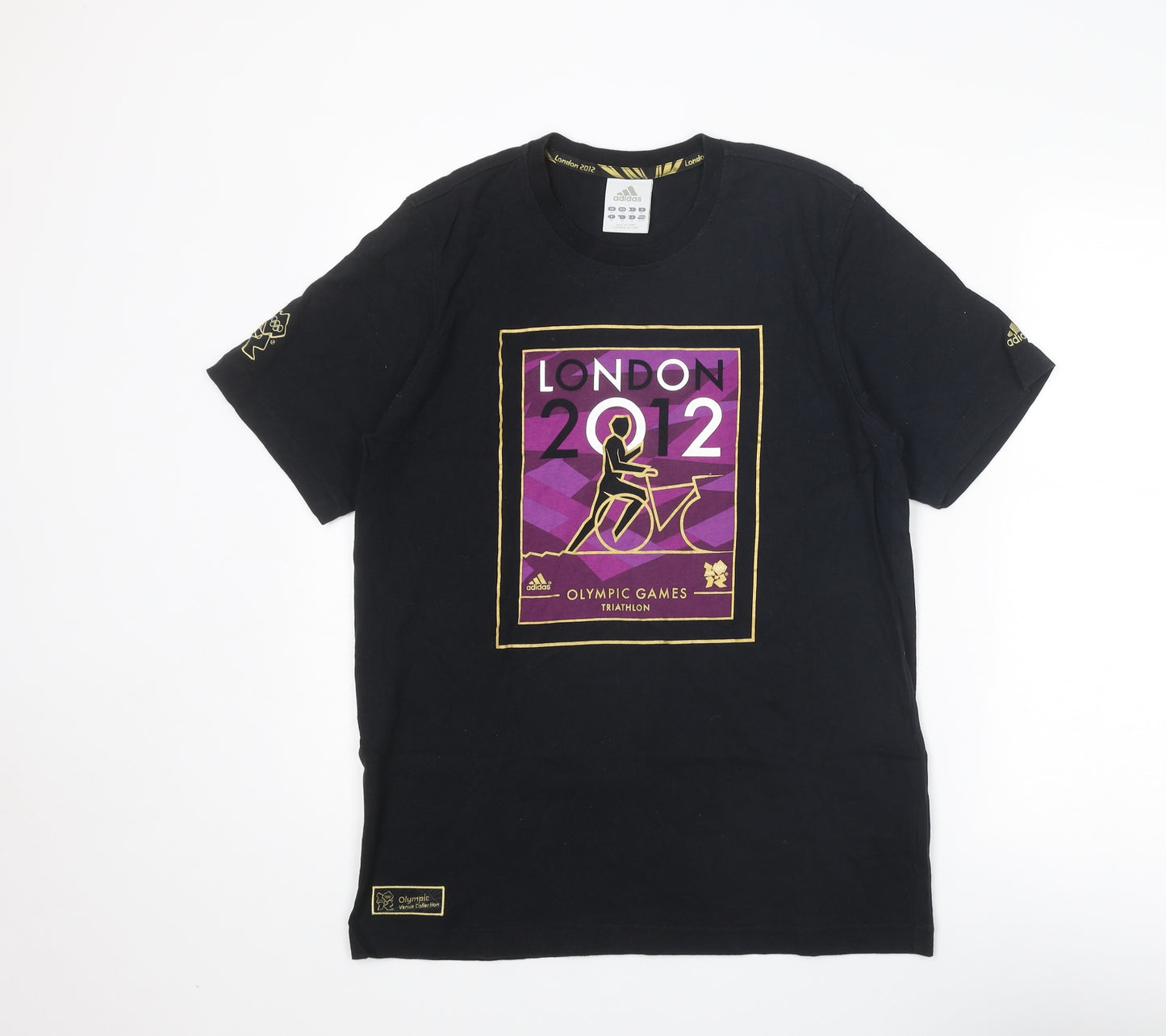 adidas Mens Black Cotton T-Shirt Size M Round Neck - London 2012 Olympic Games