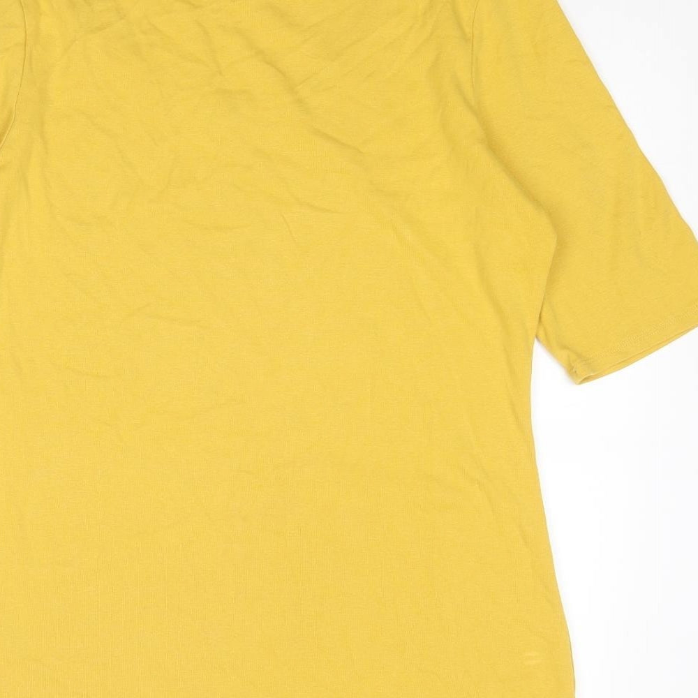 Marks and Spencer Womens Yellow Cotton Basic T-Shirt Size 16 Scoop Neck
