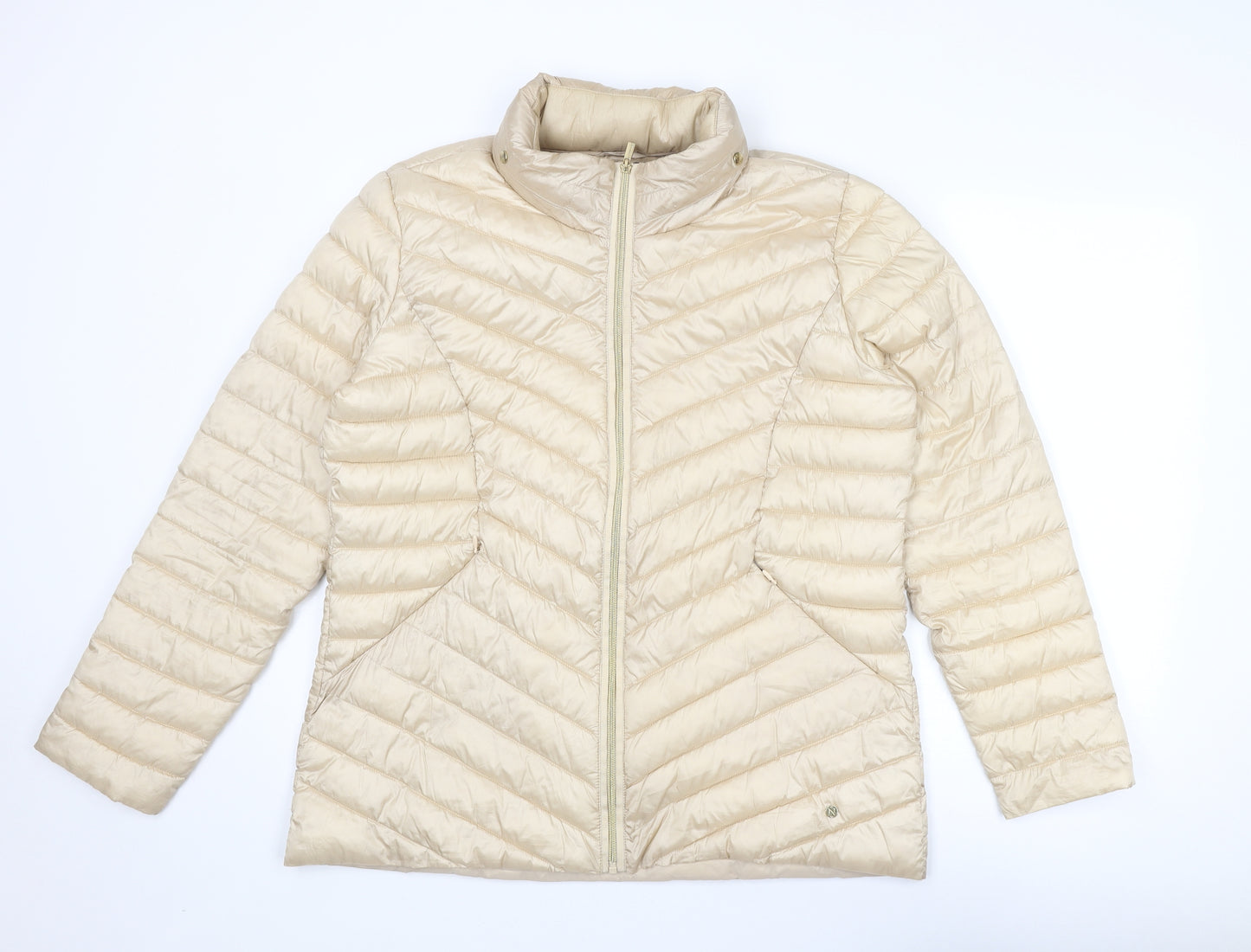 NEXT Womens Beige Quilted Jacket Size 18 Zip
