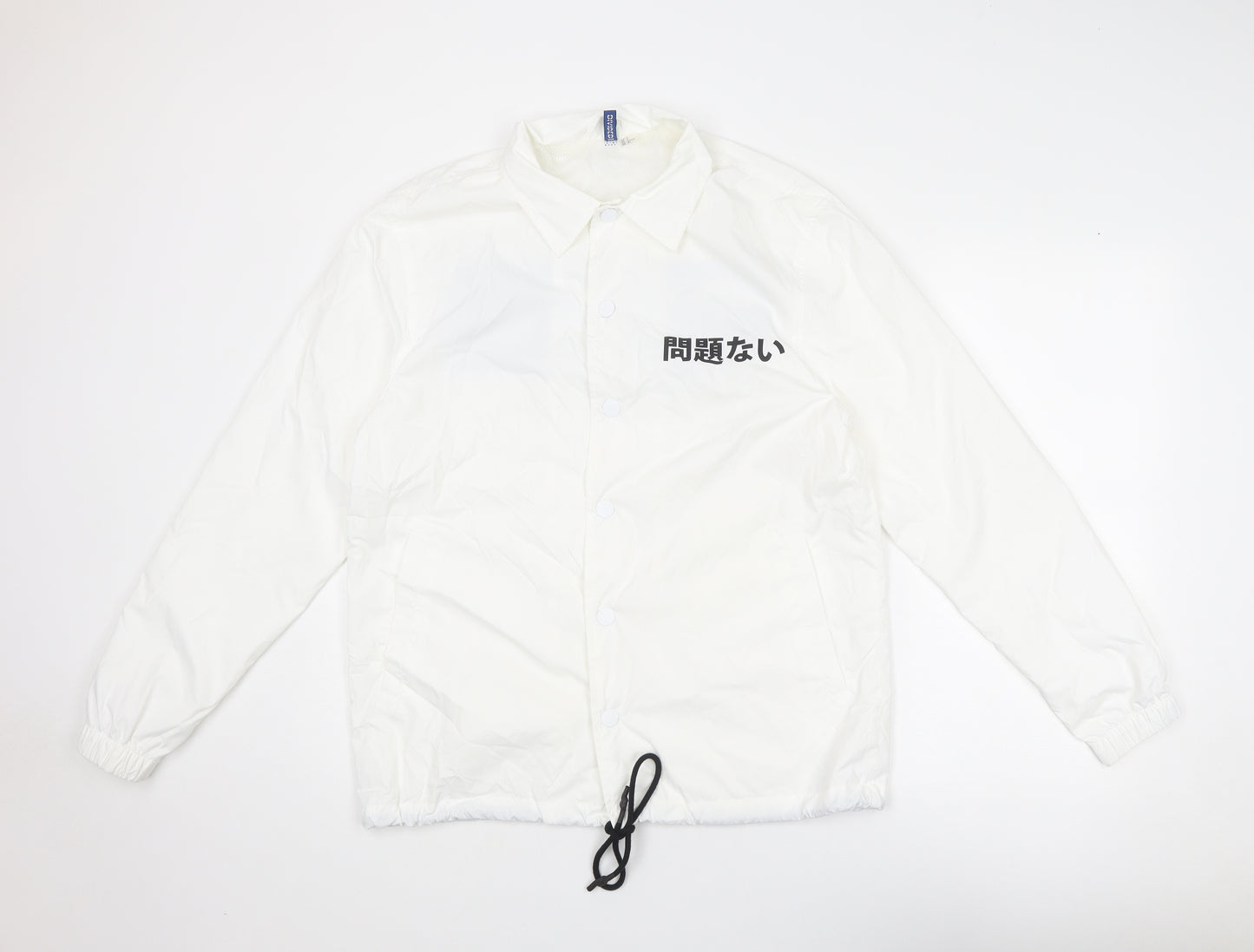 Divided by H&M Mens White Jacket Size S Snap - Japanese Print