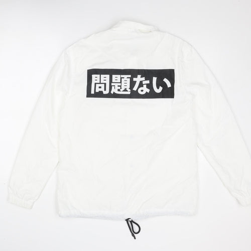 Divided by H&M Mens White Jacket Size S Snap - Japanese Print