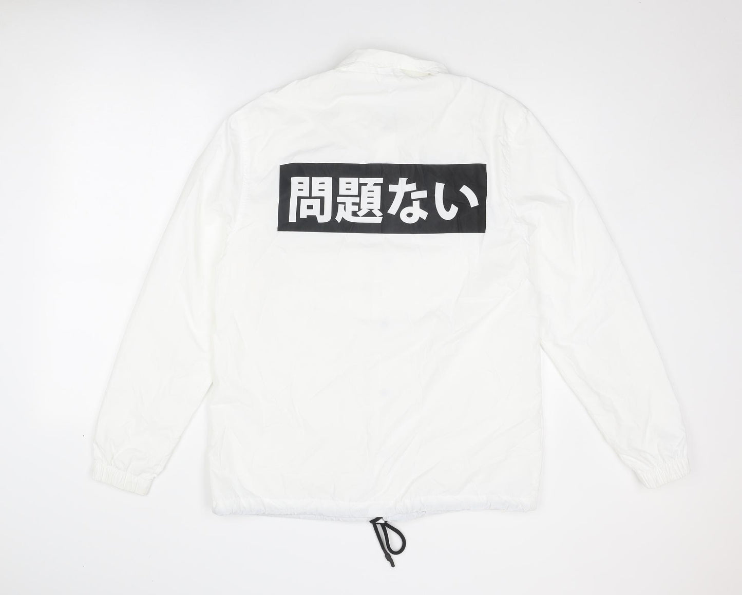 Divided by H&M Mens White Jacket Size S Snap - Japanese Print
