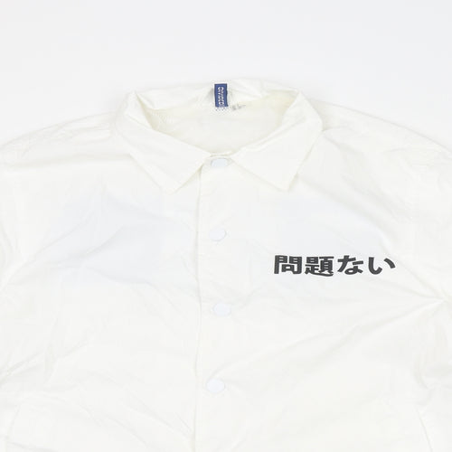 Divided by H&M Mens White Jacket Size S Snap - Japanese Print