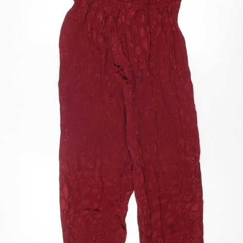 New Look Womens Red Animal Print Polyester Jumpsuit One-Piece Size 6 Button - Leopard Print