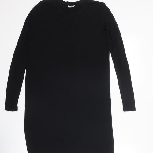 FADAK Womens Black Viscose Jumper Dress Size S Round Neck Pullover