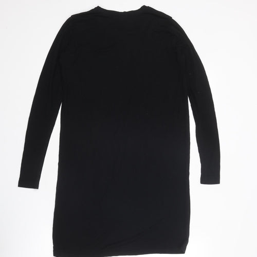 FADAK Womens Black Viscose Jumper Dress Size S Round Neck Pullover
