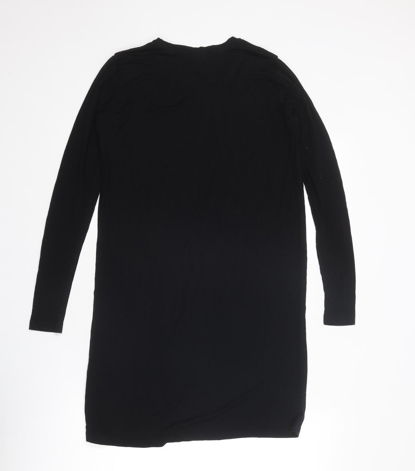 FADAK Womens Black Viscose Jumper Dress Size S Round Neck Pullover