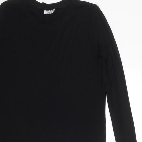 FADAK Womens Black Viscose Jumper Dress Size S Round Neck Pullover