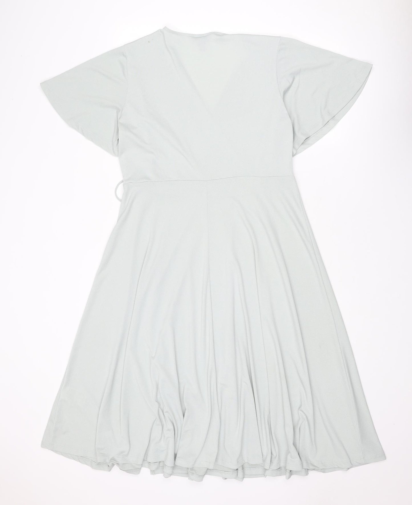 H&M Womens Blue Polyester Trapeze & Swing Size L V-Neck Tie