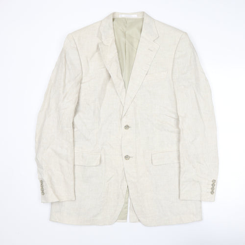 Marks and Spencer Mens Beige Linen Jacket Suit Jacket Size 42 Regular