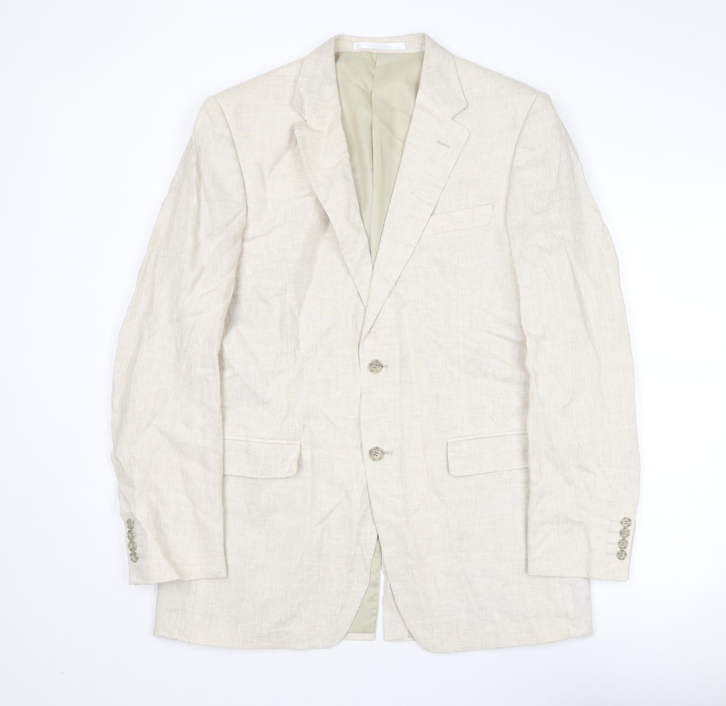 Marks and Spencer Mens Beige Linen Jacket Suit Jacket Size 42 Regular