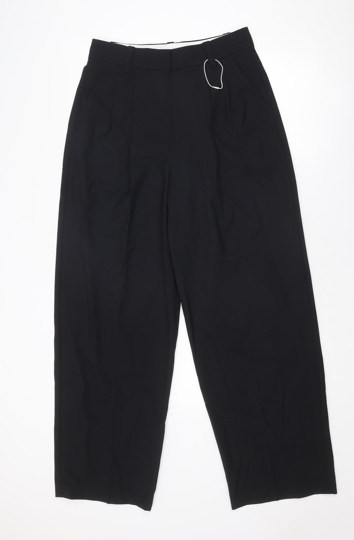 Marks and Spencer Womens Black Polyester Trousers Size 12 Regular Zip