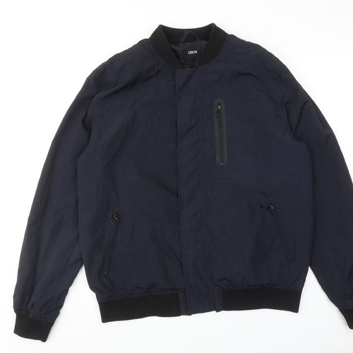 ASOS Mens Blue Bomber Jacket Jacket Size L Zip
