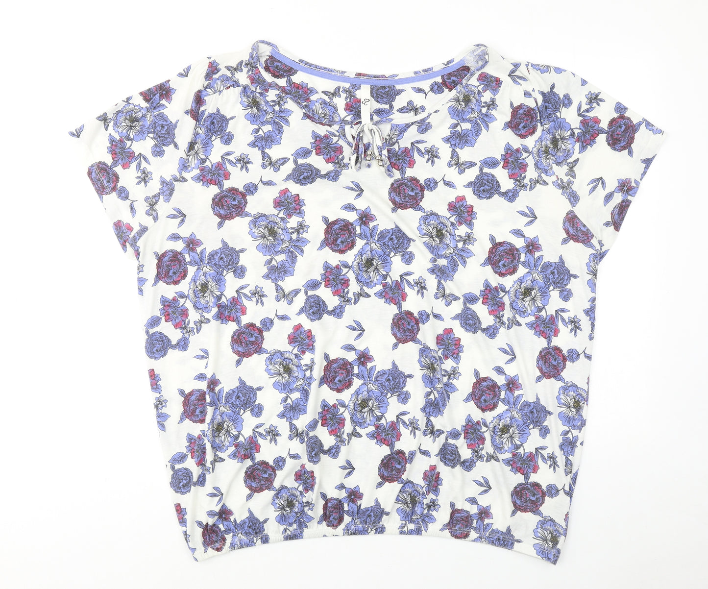 River Island Womens Purple Floral Polyester Basic Blouse Size 26 Round Neck