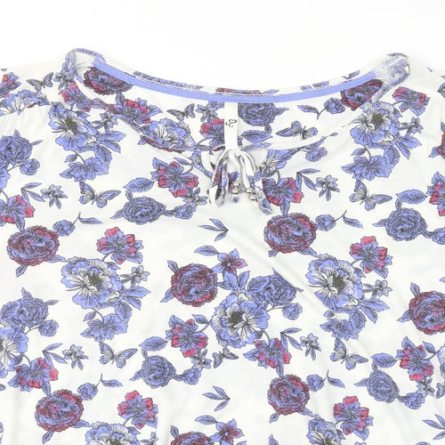 River Island Womens Purple Floral Polyester Basic Blouse Size 26 Round Neck