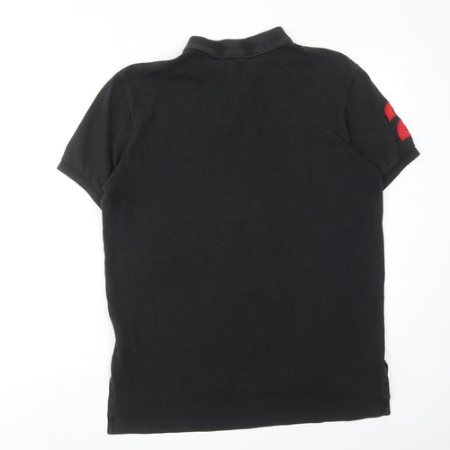 Polo Ralph Lauren Mens Black Cotton Polo Size L Collared Button