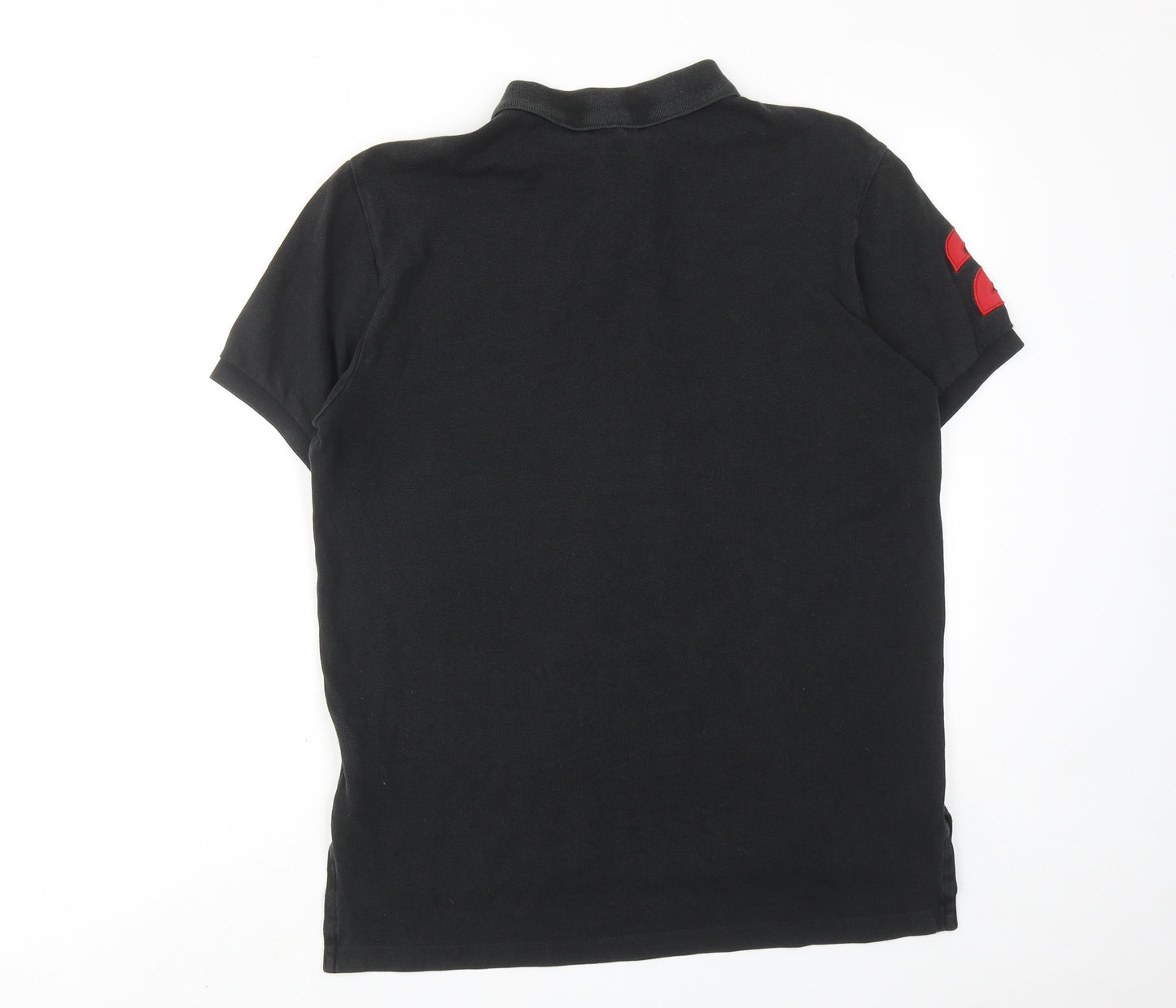 Polo Ralph Lauren Mens Black Cotton Polo Size L Collared Button