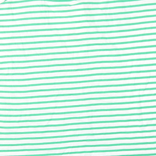 Zara Womens Green Striped Cotton Basic Blouse Size M V-Neck