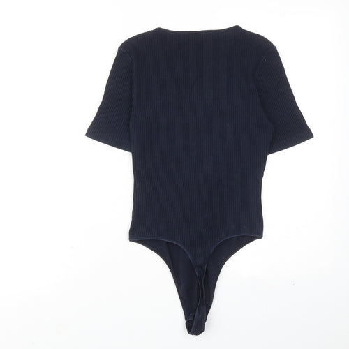 Marks and Spencer Womens Blue Cotton Bodysuit One-Piece Size 10 Snap