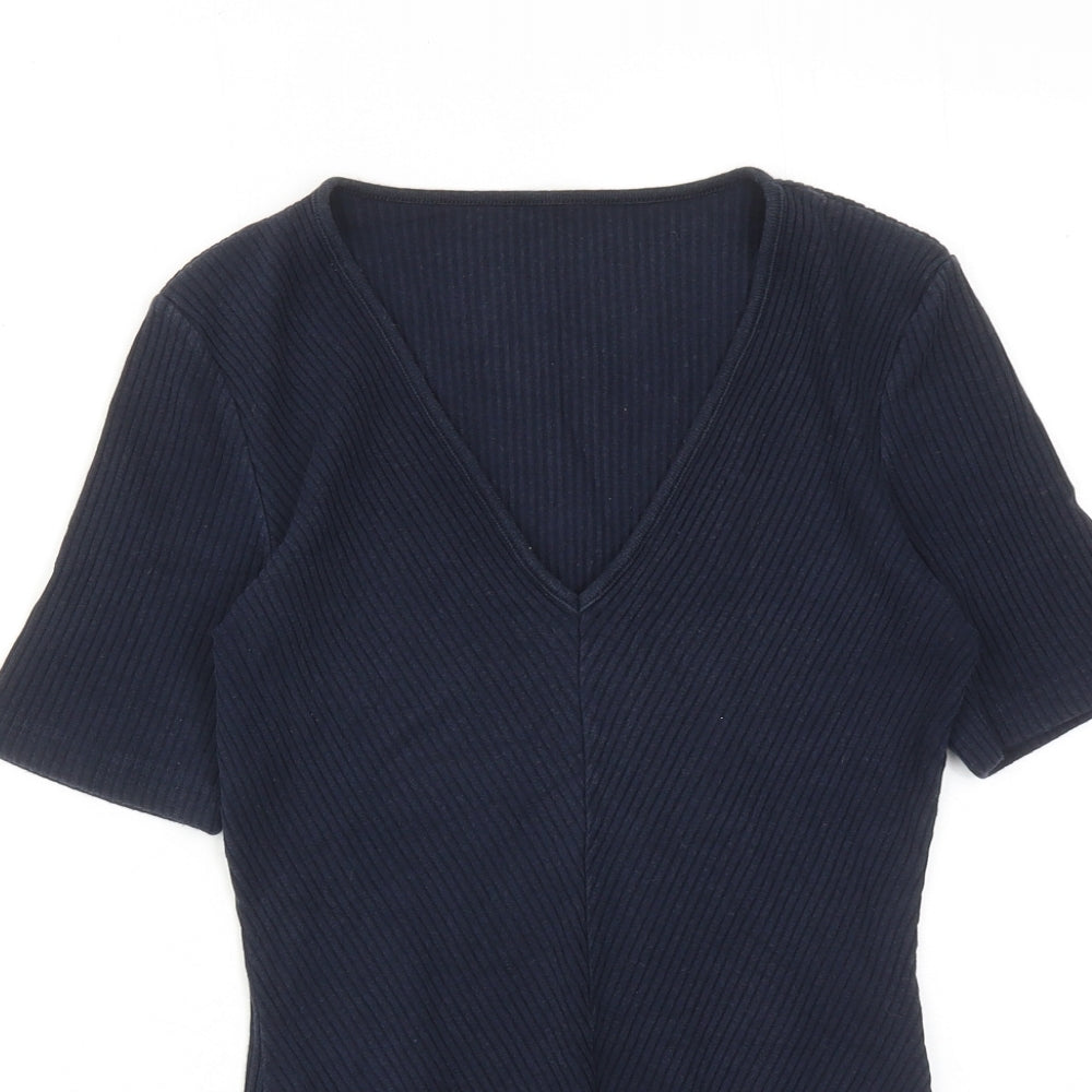 Marks and Spencer Womens Blue Cotton Bodysuit One-Piece Size 10 Snap