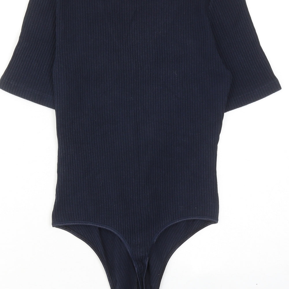 Marks and Spencer Womens Blue Cotton Bodysuit One-Piece Size 10 Snap