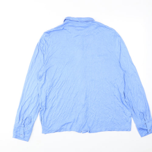Marks and Spencer Womens Blue Viscose Basic Button-Up Size 14 Collared