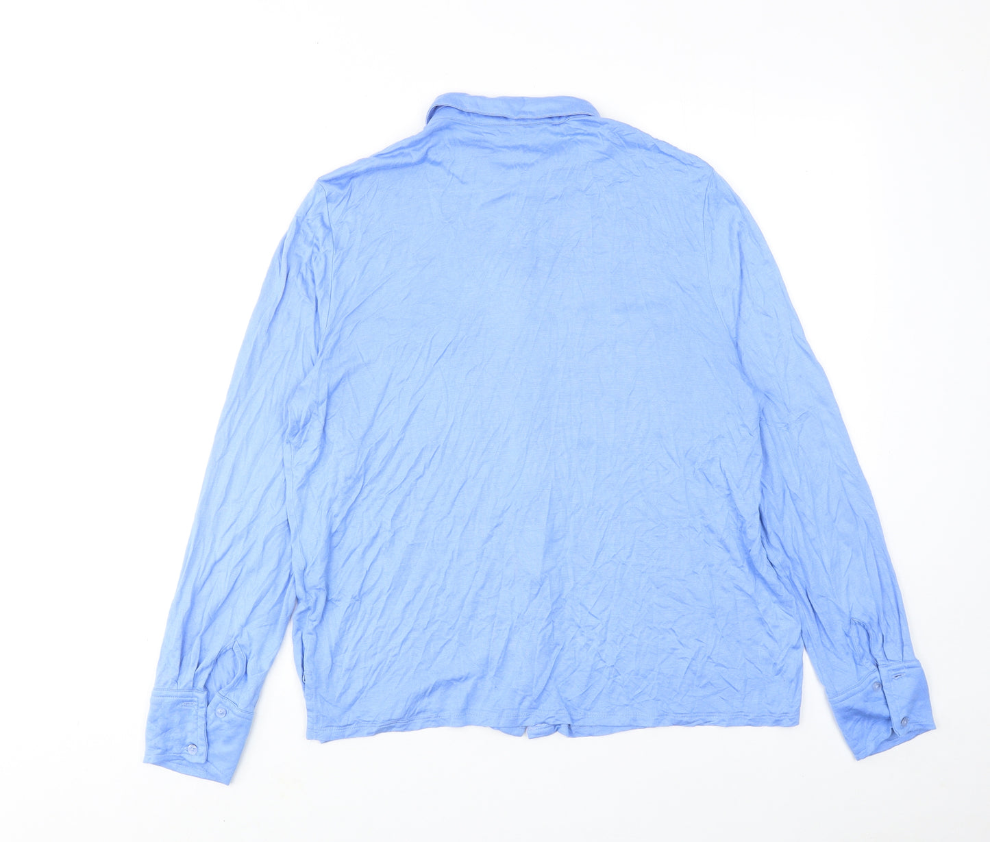 Marks and Spencer Womens Blue Viscose Basic Button-Up Size 14 Collared