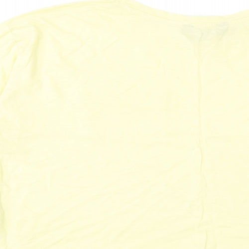New Look Womens Yellow Cotton Basic T-Shirt Size 8 Boat Neck