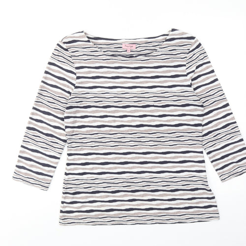 Phase Eight Womens Multicoloured Striped Viscose Basic T-Shirt Size 14 Boat Neck