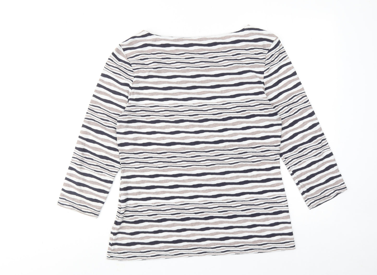 Phase Eight Womens Multicoloured Striped Viscose Basic T-Shirt Size 14 Boat Neck