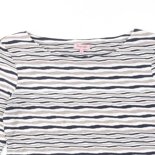 Phase Eight Womens Multicoloured Striped Viscose Basic T-Shirt Size 14 Boat Neck