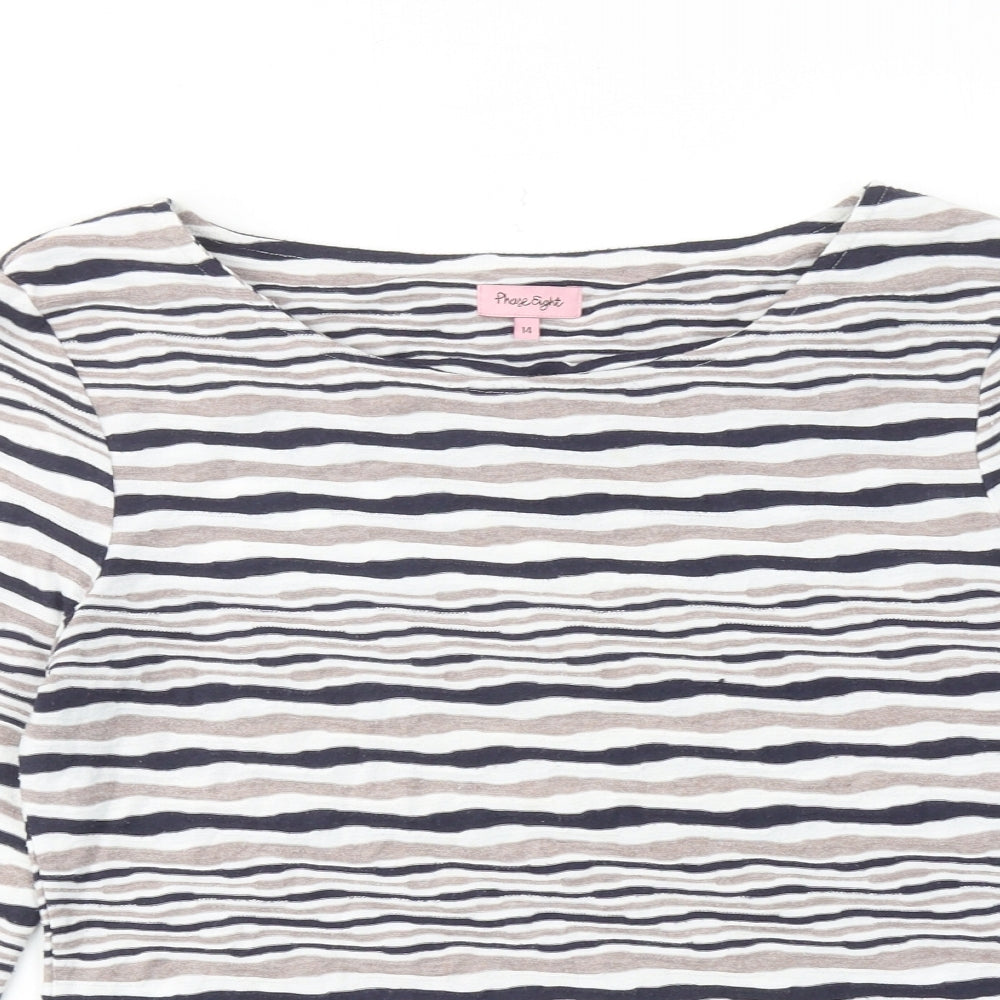 Phase Eight Womens Multicoloured Striped Viscose Basic T-Shirt Size 14 Boat Neck