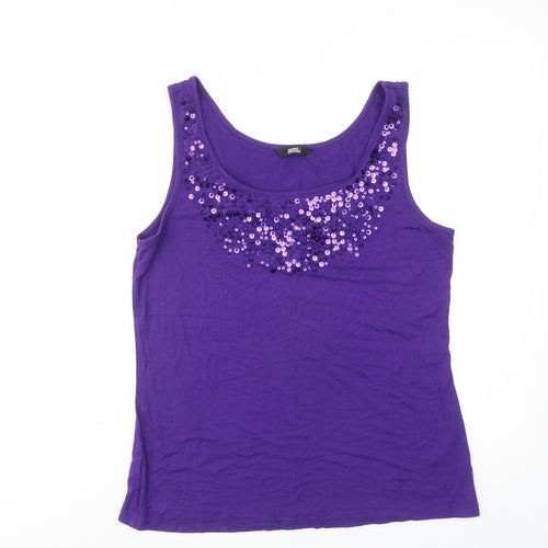 Marks and Spencer Womens Purple Viscose Basic Tank Size 10 Scoop Neck