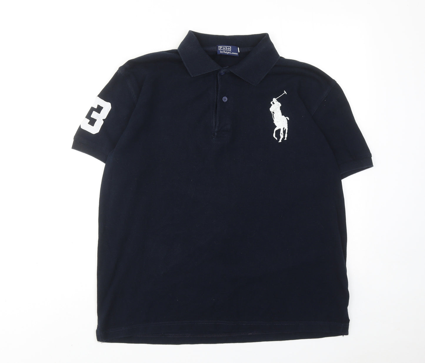 Polo Ralph Lauren Mens Blue Cotton Polo Size L Collared Button