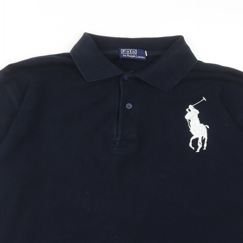 Polo Ralph Lauren Mens Blue Cotton Polo Size L Collared Button