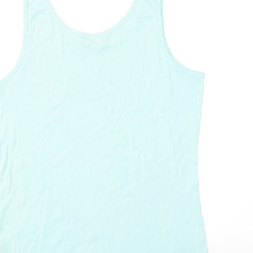 Bonmarché Womens Blue Cotton Basic Tank Size S Scoop Neck