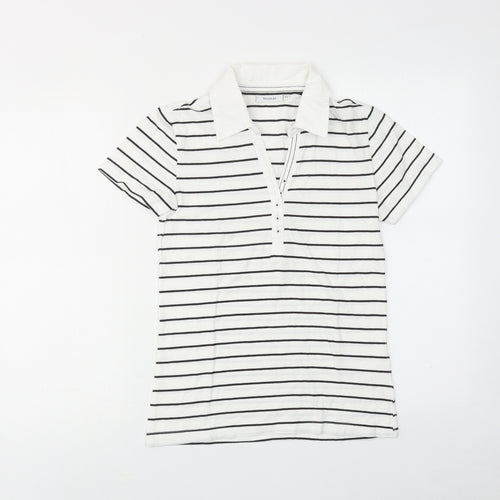 Yessica Womens White Striped Cotton Basic Polo Size XS Collared