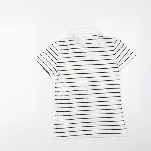 Yessica Womens White Striped Cotton Basic Polo Size XS Collared