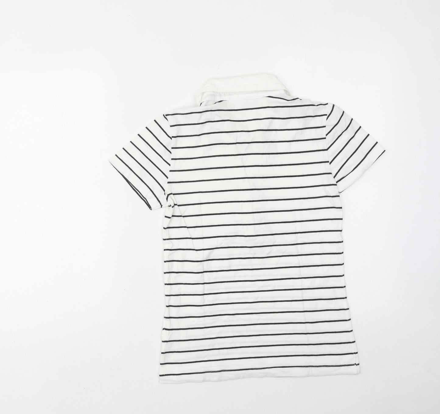 Yessica Womens White Striped Cotton Basic Polo Size XS Collared